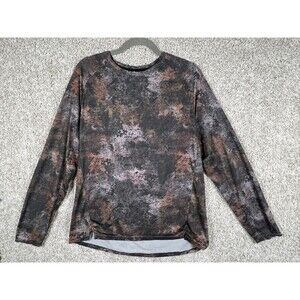 H&M Women’s Long Sleeve Top Abstract Print Brown Black Casual Lightweight Blouse